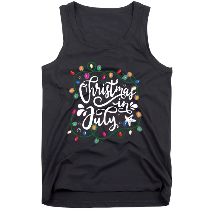 Christmas In July Lights Funny Summer Xmas Tank Top