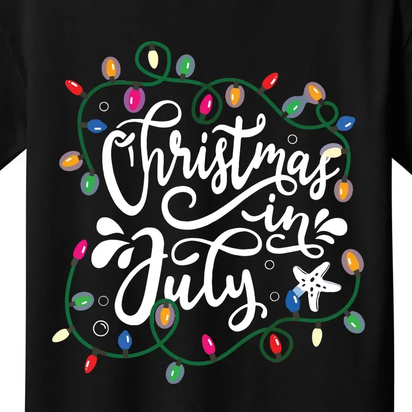 Christmas In July Lights Funny Summer Xmas Kids T-Shirt