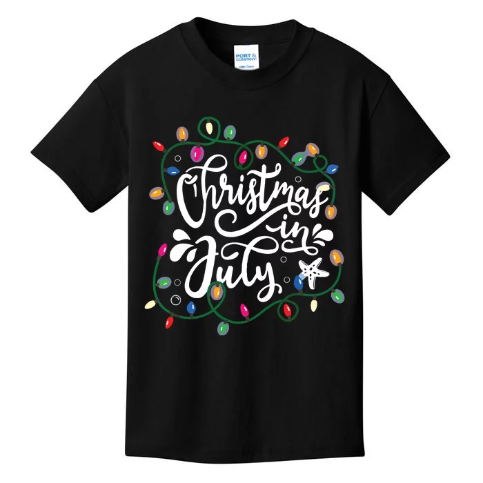 Christmas In July Lights Funny Summer Xmas Kids T-Shirt