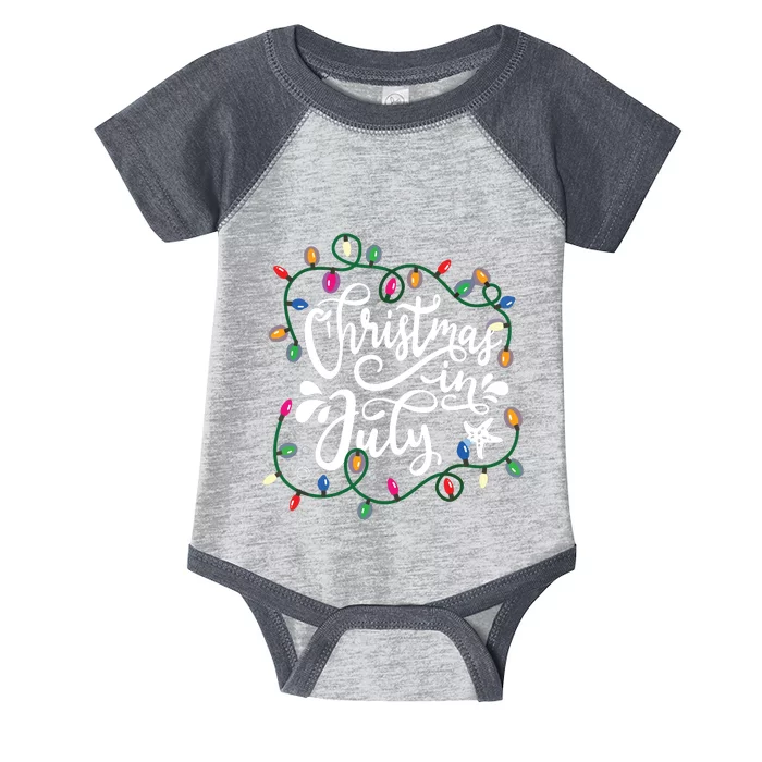 Christmas In July Lights Funny Summer Xmas Infant Baby Jersey Bodysuit