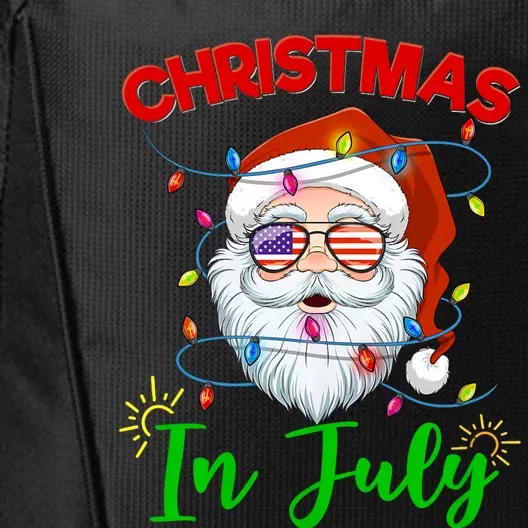 Christmas In July Santa Hat Sunglasses Usa Flag Summer City Backpack