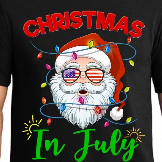 Christmas In July Santa Hat Sunglasses Usa Flag Summer Pajama Set