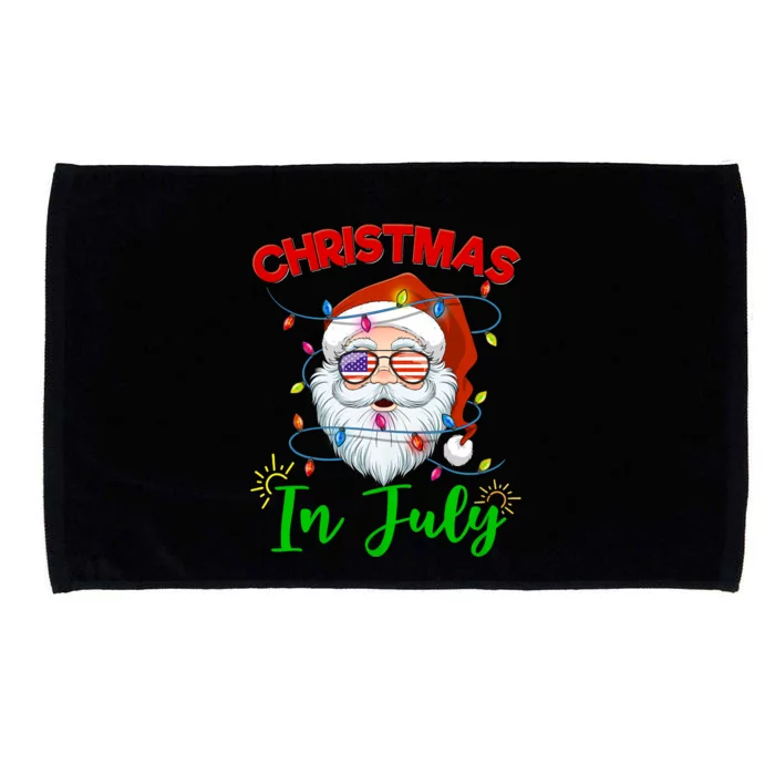 Christmas In July Santa Hat Sunglasses Usa Flag Summer Microfiber Hand Towel