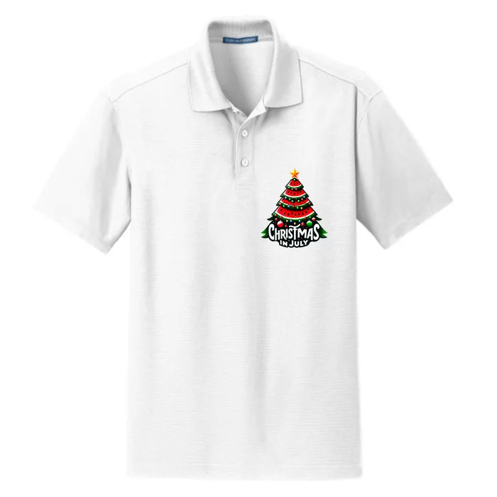 Christmas In July Watermelon Xmas Tree Summer Dry Zone Grid Performance Polo