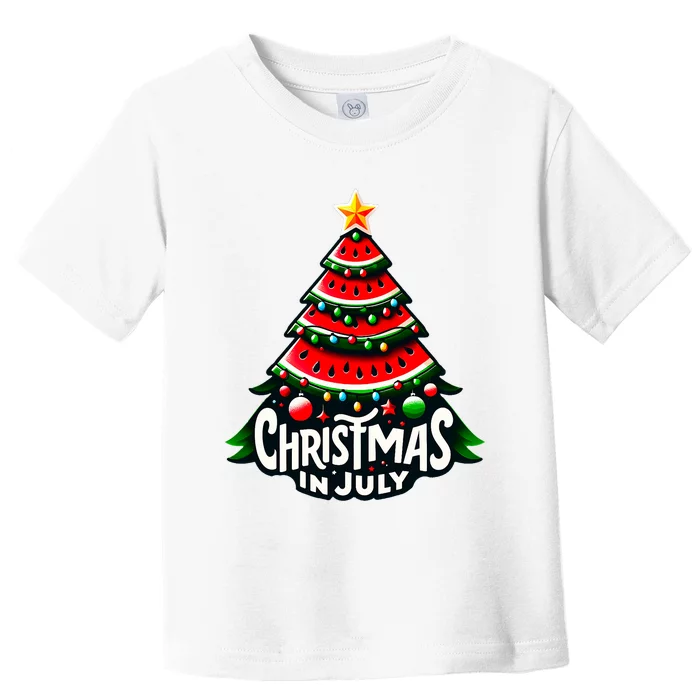 Christmas In July Watermelon Xmas Tree Summer Toddler T-Shirt