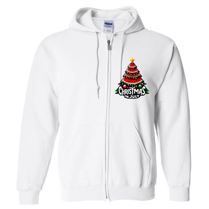 Christmas In July Watermelon Xmas Tree Summer Full Zip Hoodie