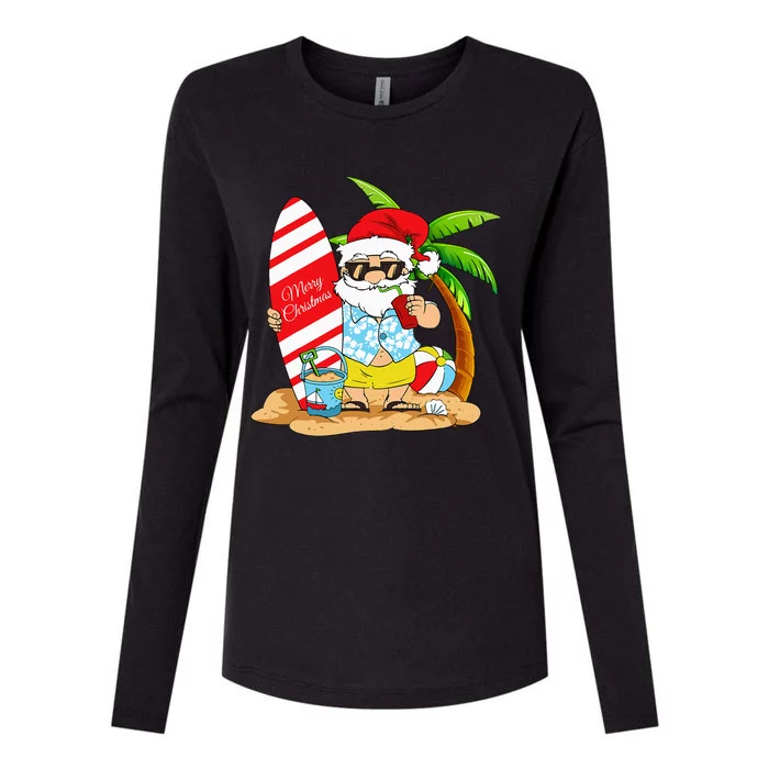 Christmas In July Summer Beach Vacation Womens Cotton Relaxed Long Sleeve T-Shirt