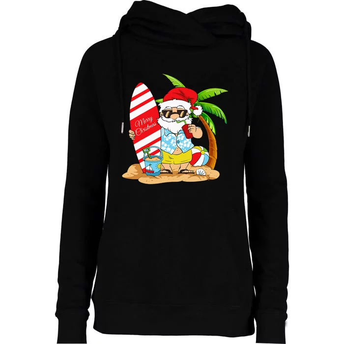 Christmas In July Summer Beach Vacation Womens Funnel Neck Pullover Hood