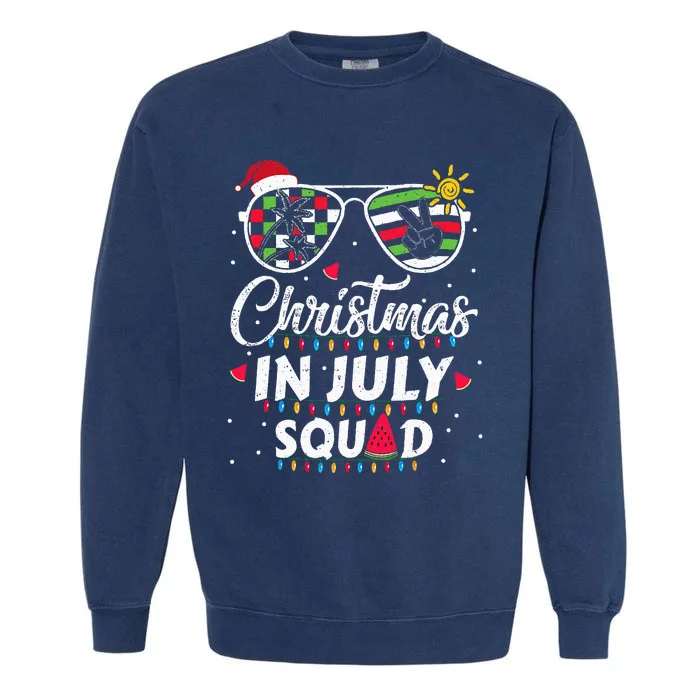 Christmas In July Squad Funny Summer Xmas Garment-Dyed Sweatshirt