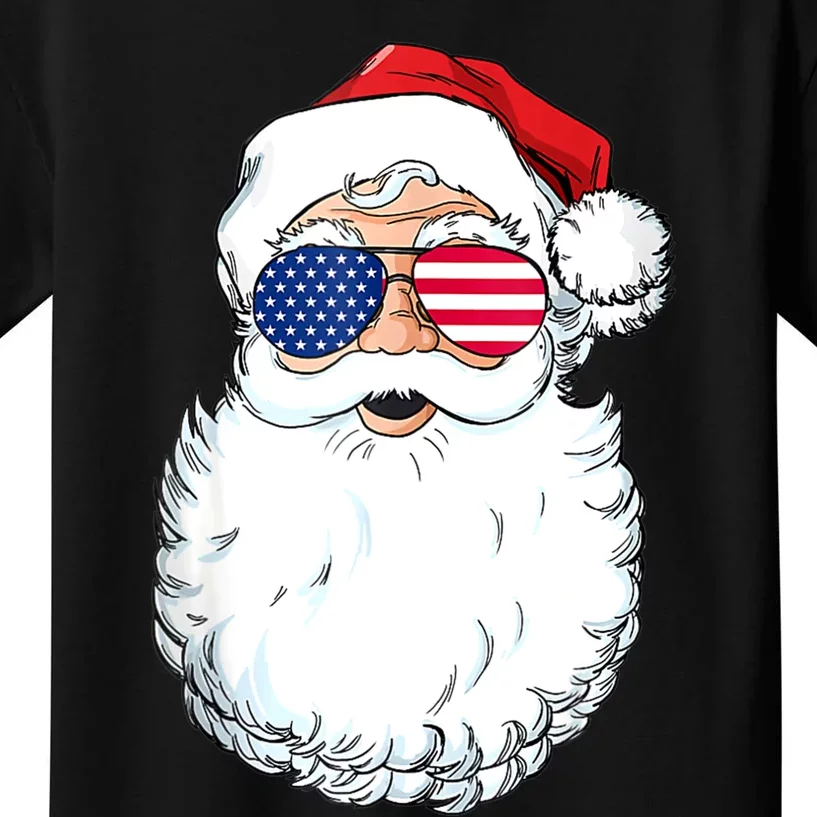 Christmas In July Santa Claus Patriotic USA Sunglasses Kids T-Shirt