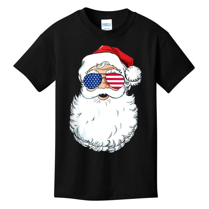 Christmas In July Santa Claus Patriotic USA Sunglasses Kids T-Shirt