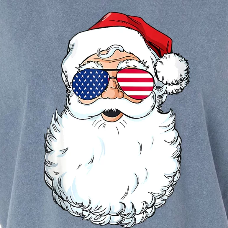 Christmas In July Santa Claus Patriotic USA Sunglasses Garment-Dyed Women's Muscle Tee