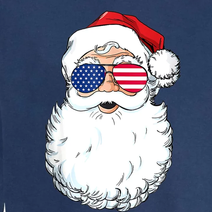 Christmas In July Santa Claus Patriotic USA Sunglasses Garment-Dyed Sweatshirt