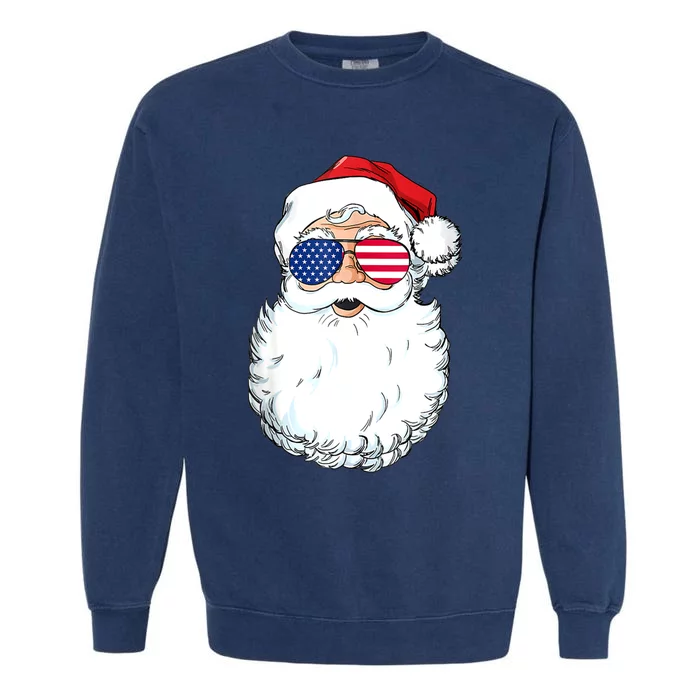 Christmas In July Santa Claus Patriotic USA Sunglasses Garment-Dyed Sweatshirt