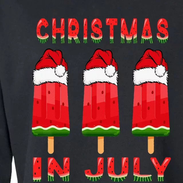 Christmas In July Watermelon Ice Pops Fun Christmas In July Cropped Pullover Crew