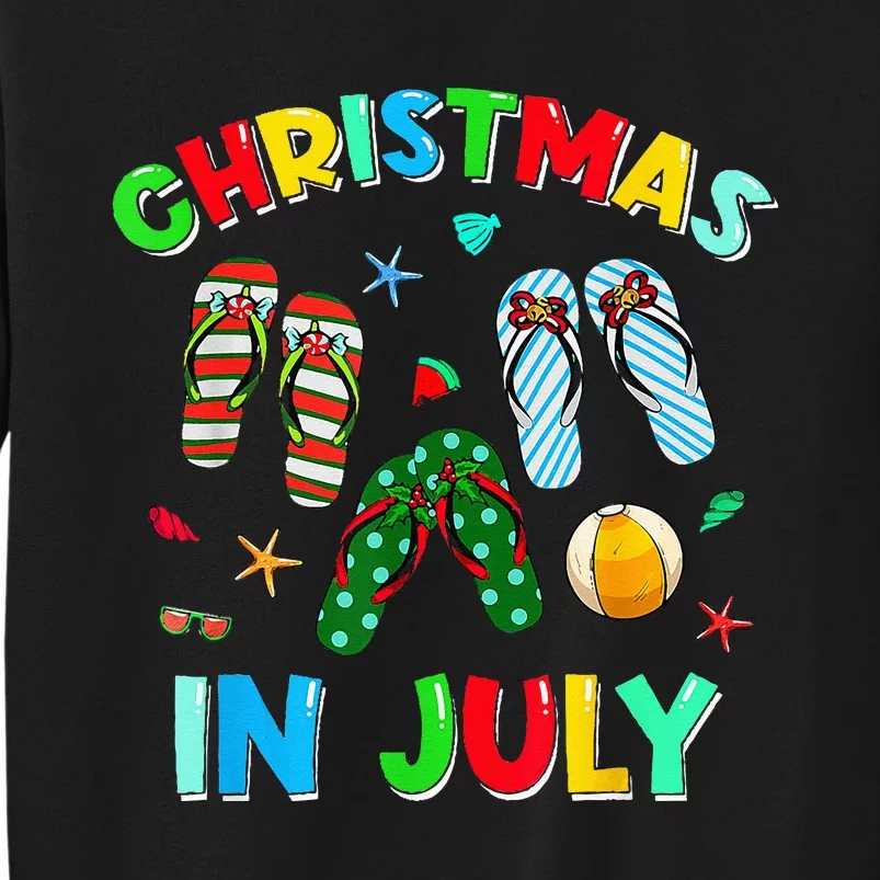 Christmas In July No Cookies Just Cocktails Summer Flamingo Tall Sweatshirt