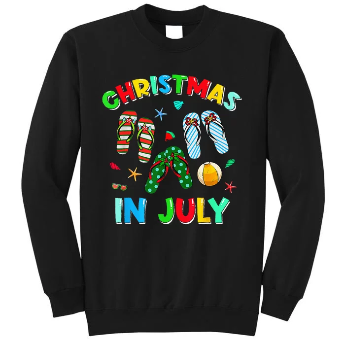 Christmas In July No Cookies Just Cocktails Summer Flamingo Tall Sweatshirt