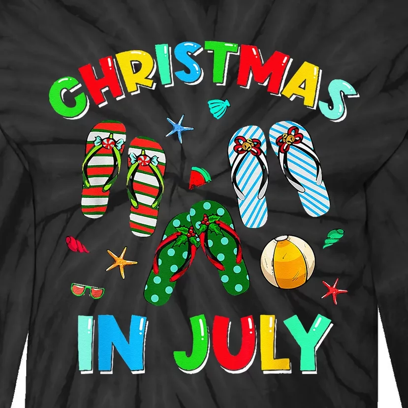 Christmas In July No Cookies Just Cocktails Summer Flamingo Tie-Dye Long Sleeve Shirt