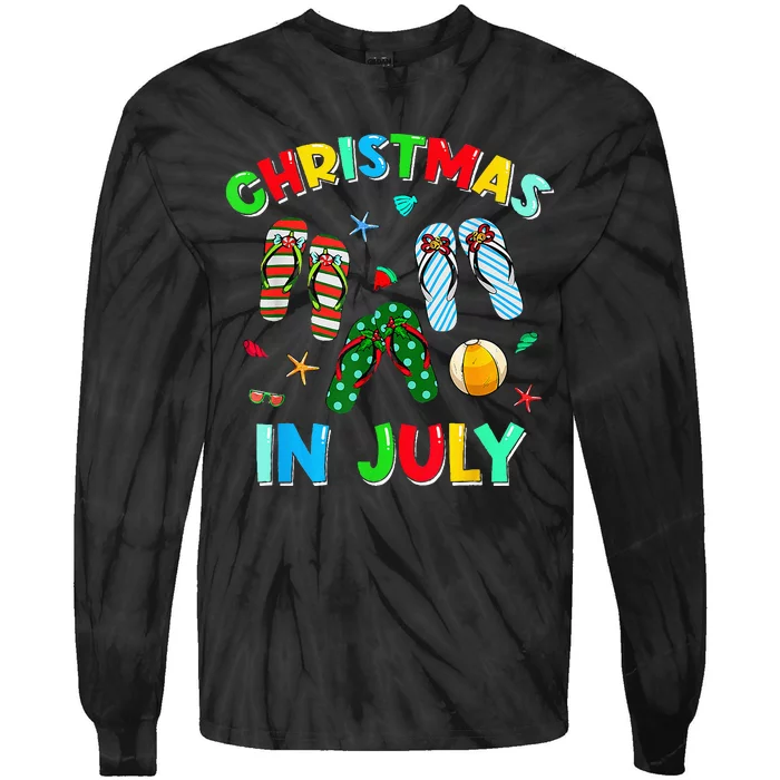 Christmas In July No Cookies Just Cocktails Summer Flamingo Tie-Dye Long Sleeve Shirt