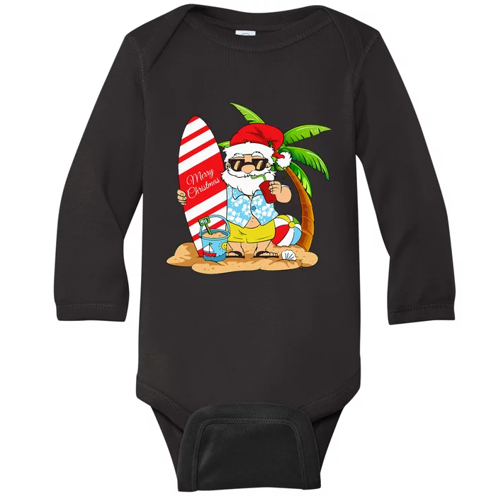 Christmas In July Summer Beach Vacation Baby Long Sleeve Bodysuit