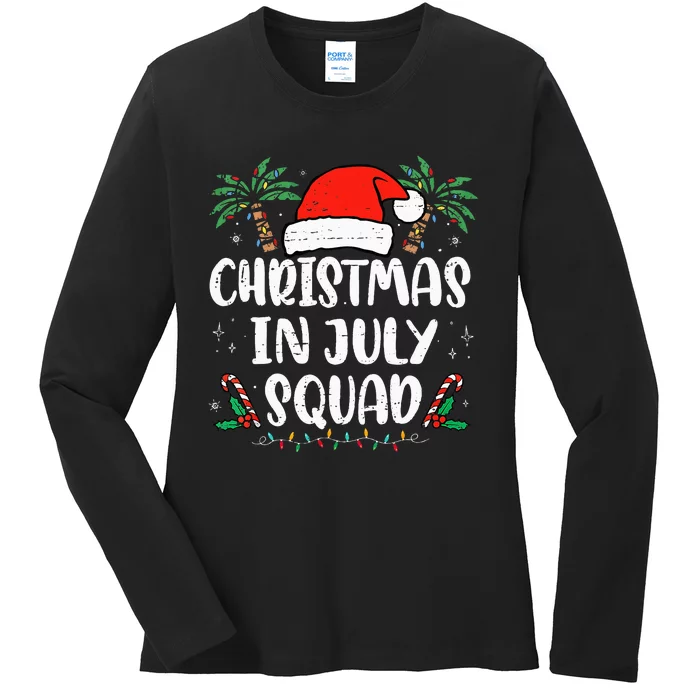 Christmas In July Squad Funny Summer Xmas Holiday Ladies Long Sleeve Shirt