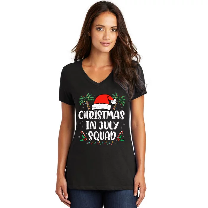 Christmas In July Squad Funny Summer Xmas Holiday Women's V-Neck T-Shirt