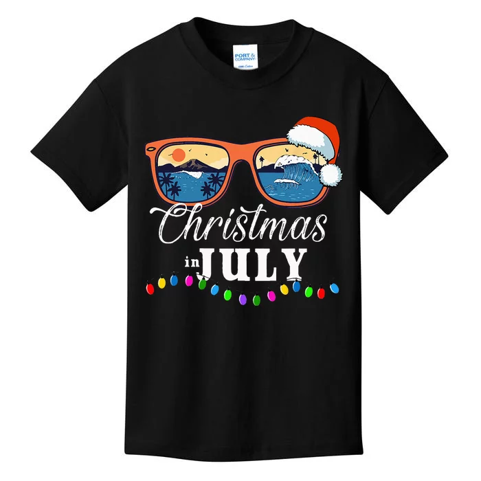 Christmas In July Funny Santa Summer Beach Vacation Kids T-Shirt