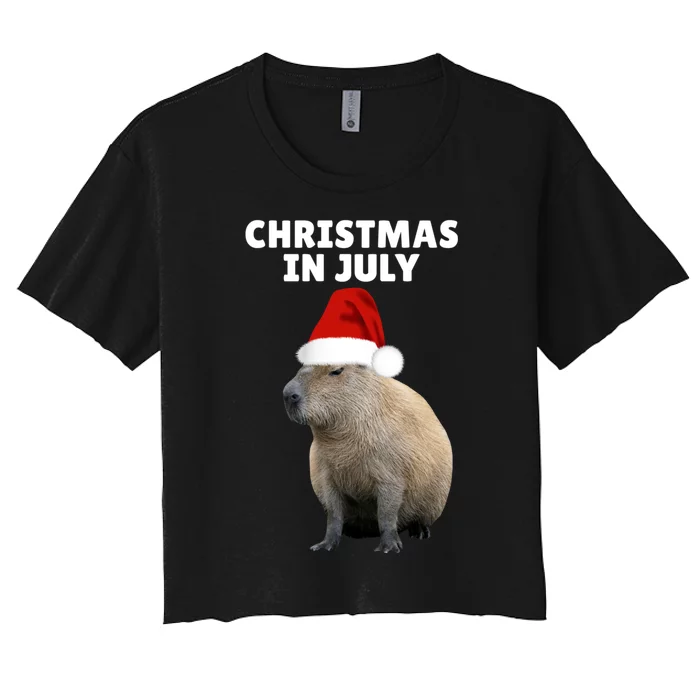 Christmas In July Capybara Ok I Pull Up Women's Crop Top Tee