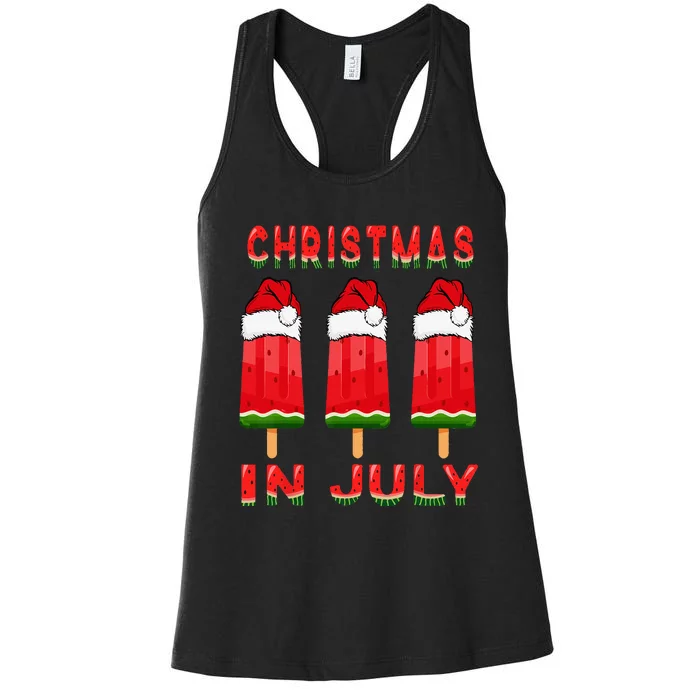 Christmas In July Watermelon Ice Pops Fun Christmas In July Women's Racerback Tank