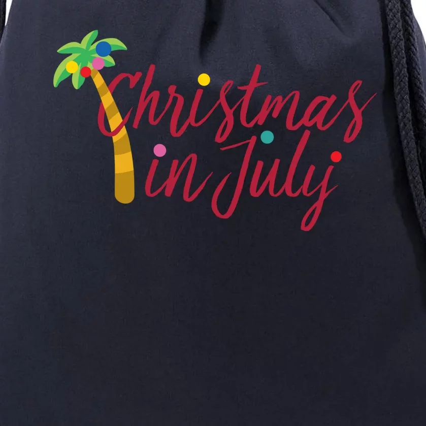 Christmas In July Palm Tree Drawstring Bag