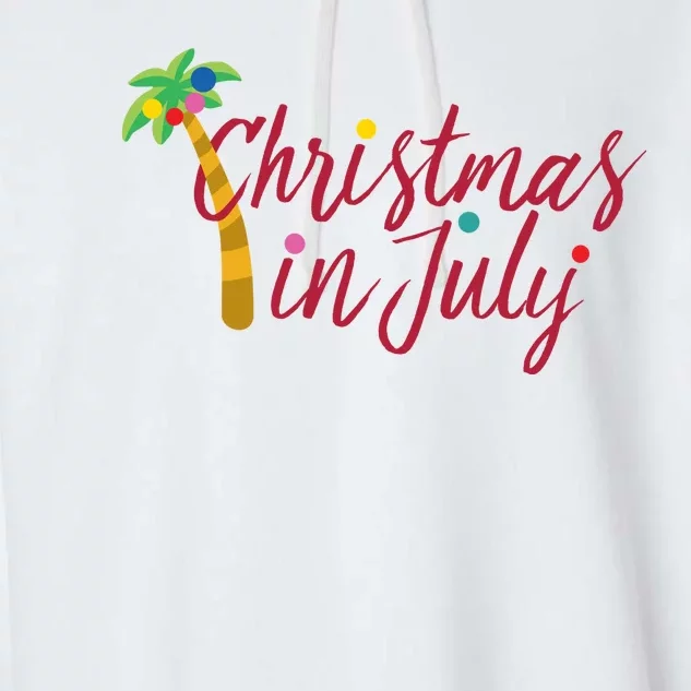 Christmas In July Palm Tree Garment-Dyed Fleece Hoodie