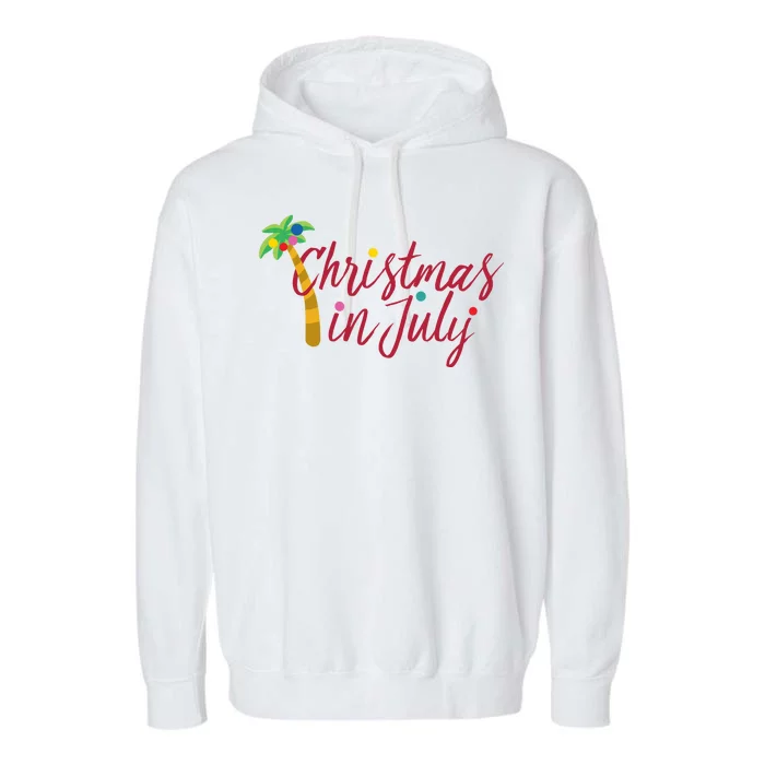 Christmas In July Palm Tree Garment-Dyed Fleece Hoodie