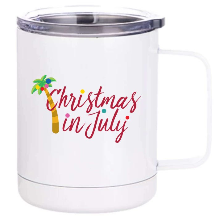 Christmas In July Palm Tree Front & Back 12oz Stainless Steel Tumbler Cup