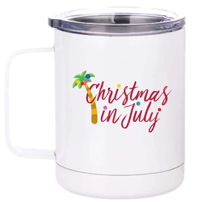 Christmas In July Palm Tree Front & Back 12oz Stainless Steel Tumbler Cup