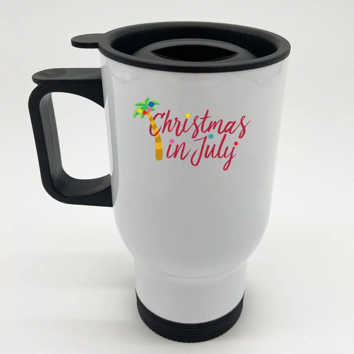 Christmas In July Palm Tree Front & Back Stainless Steel Travel Mug