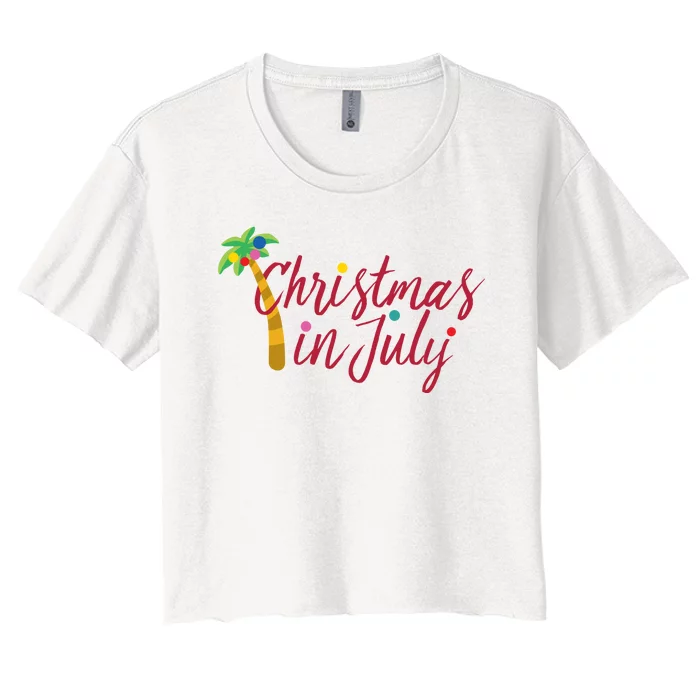 Christmas In July Palm Tree Women's Crop Top Tee