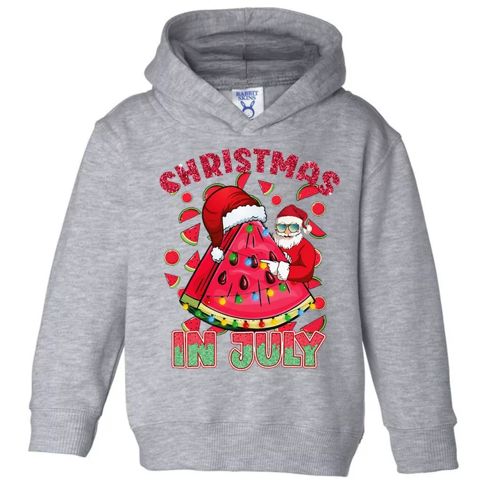 Christmas In July Watermelon Xmas Tree Summer Toddler Hoodie