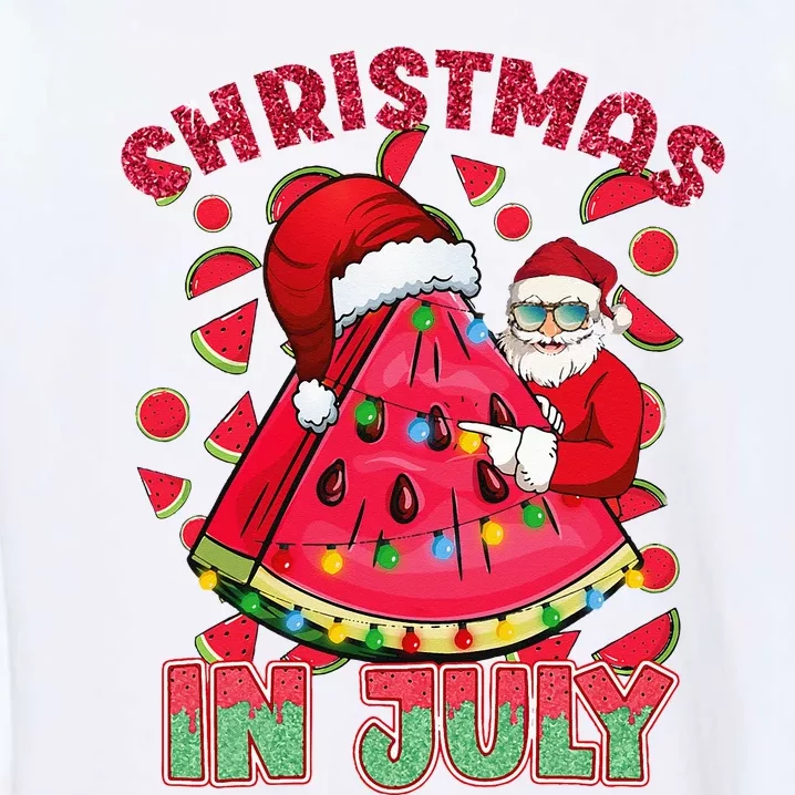 Christmas In July Watermelon Xmas Tree Summer Garment-Dyed Sweatshirt