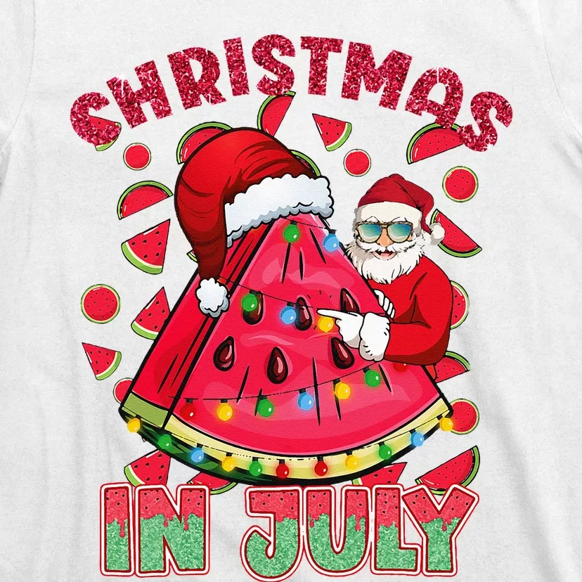 Christmas In July Watermelon Xmas Tree Summer T-Shirt