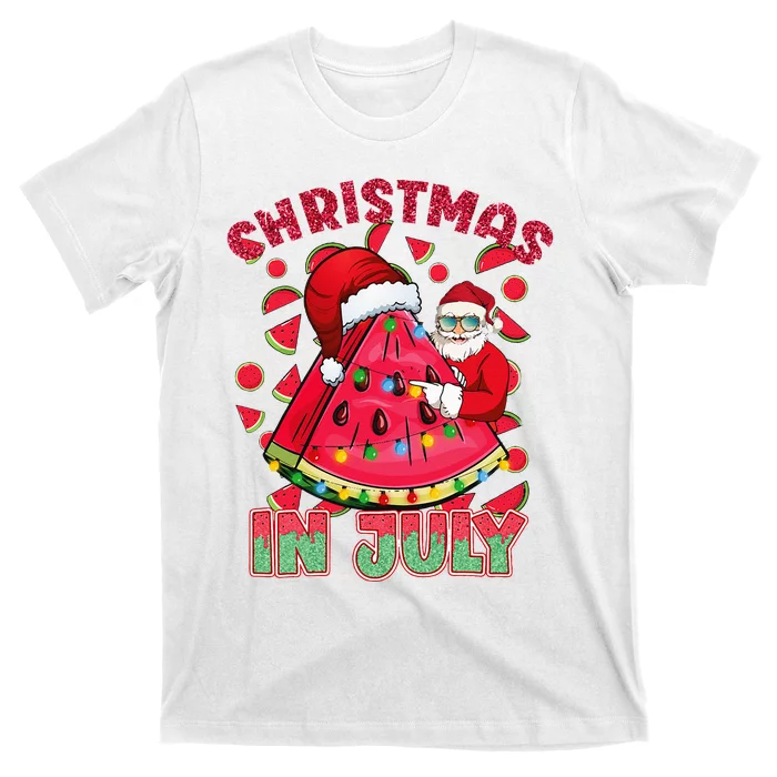 Christmas In July Watermelon Xmas Tree Summer T-Shirt