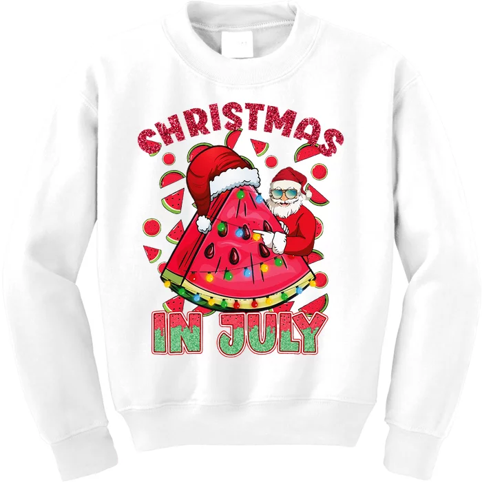 Christmas In July Watermelon Xmas Tree Summer Kids Sweatshirt