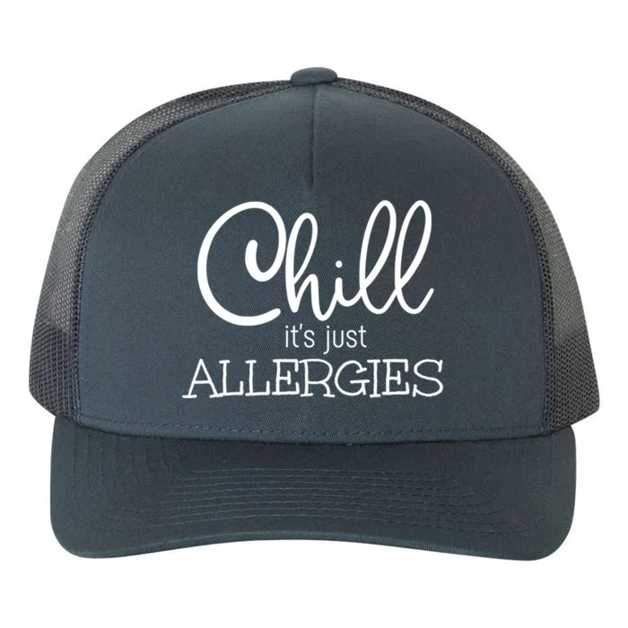 Chill It's Just Allergies Funny Social Distancing Gift Yupoong Adult 5-Panel Trucker Hat