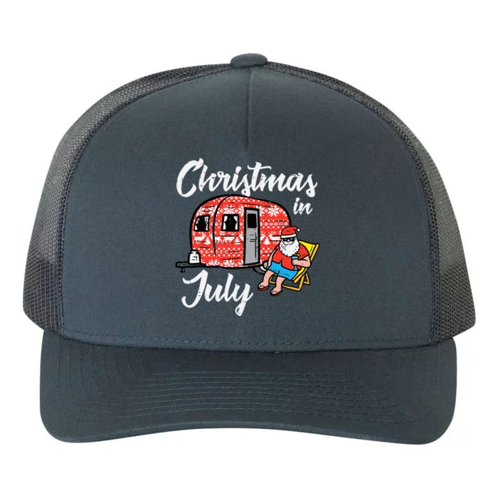 Christmas In July Santa Camping Funny Xmas Yupoong Adult 5-Panel Trucker Hat