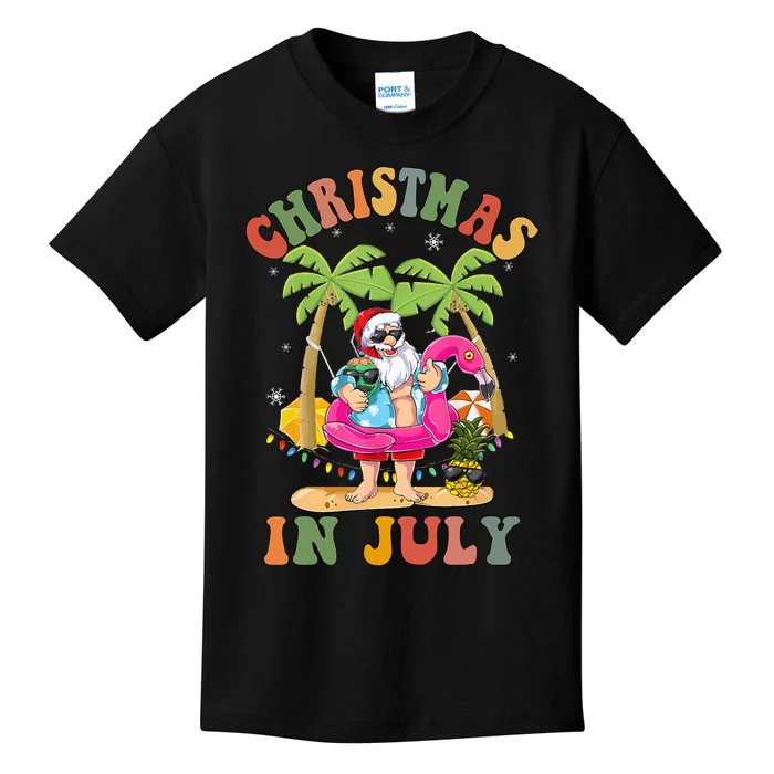 Christmas In July Funny Santa Summer Beach Vacation Kids T-Shirt