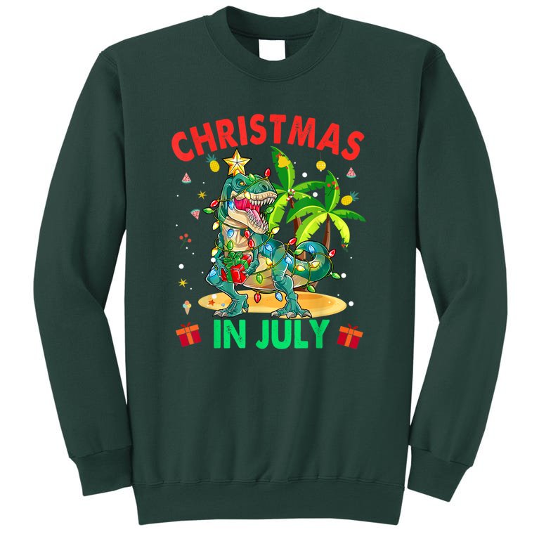 Christmas In July Funny Dinosaur Xmas Tree Summer Tall Sweatshirt