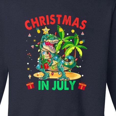 Christmas In July Funny Dinosaur Xmas Tree Summer Toddler Sweatshirt