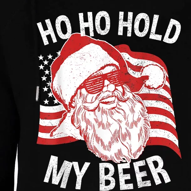 Christmas In July Santa Ho Ho Hold My Beer Drink Lover Womens Funnel Neck Pullover Hood