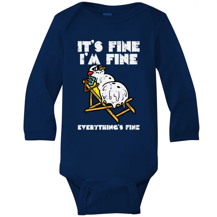 Christmas In July Snowman Melting Fine Funny Baby Long Sleeve Bodysuit