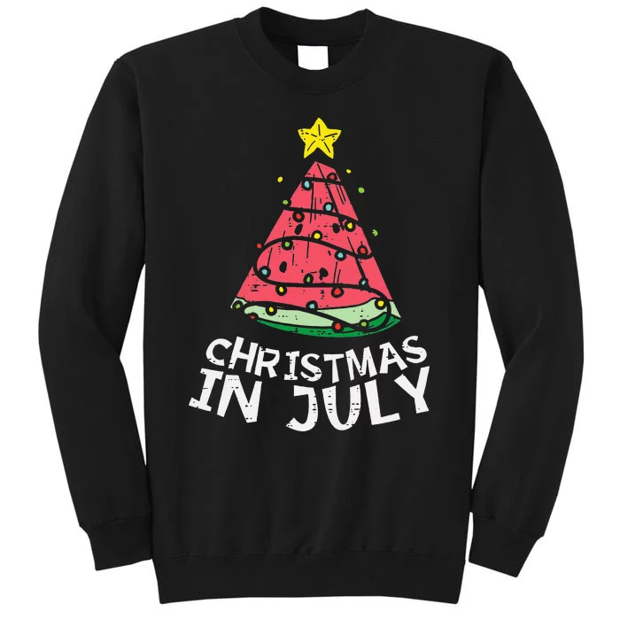 Christmas In July Watermelon Xmas Tree Summer Men Women Kids Tall Sweatshirt