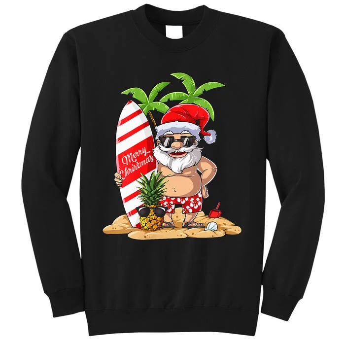 Christmas in July Santa Hawaiian Summer Surf Surfing Surfer Sweatshirt